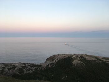 Scenic view of sea against clear sky