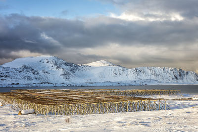 Snow covered mountain against sky