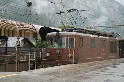 Train on railroad station