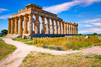 Old ruins in sicily against the sky