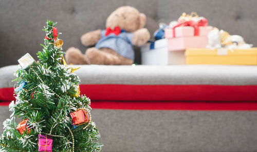 Close-up of christmas decoration in box