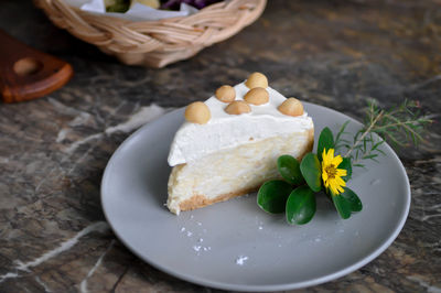 High angle view of sandwich on plate