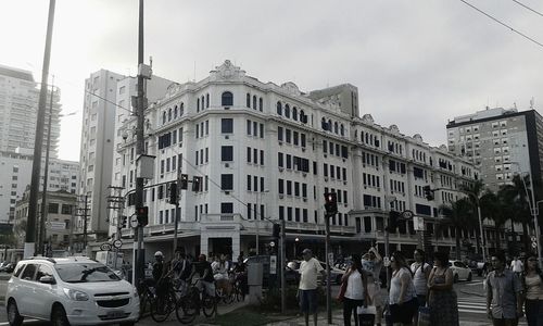 People walking on city street