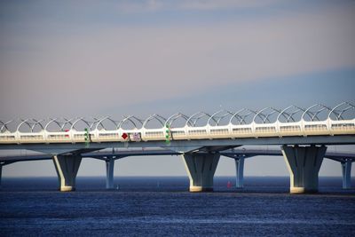 View of bridge over sea against clear sky