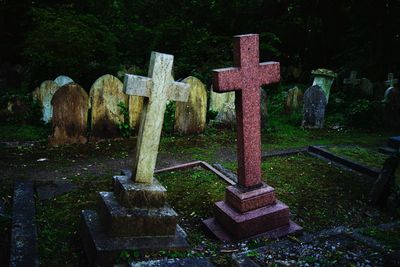 Tombstones in cemetery