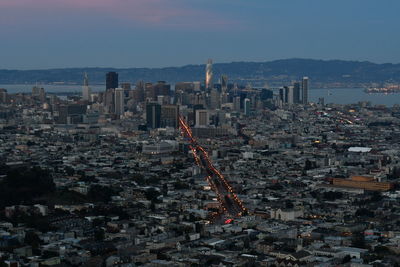 Aerial view of city at waterfront