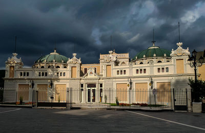 Low angle view of historic building against sky