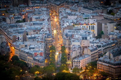 High angle view of buildings in city