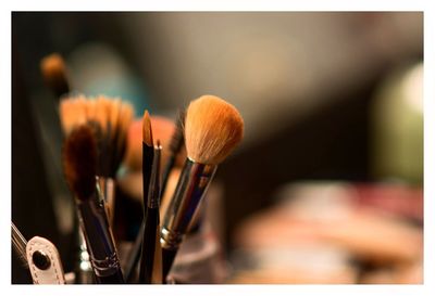 Close-up of make-up brushes