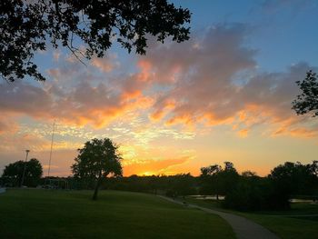 Scenic view of landscape against sky during sunset