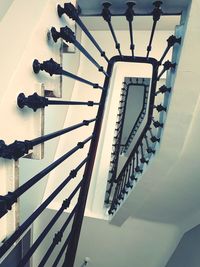 High angle view of spiral staircase in building