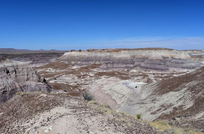 Dry arid canyon with layers of rock and sediment in arizona.