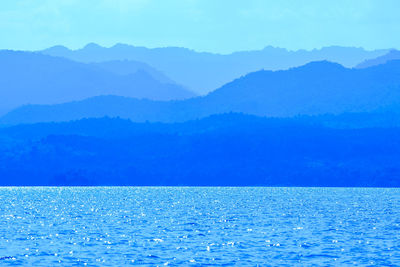 Scenic view of sea against blue sky