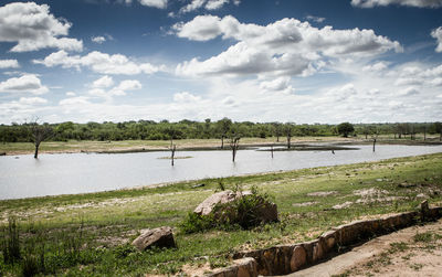 Scenic view of lake against sky