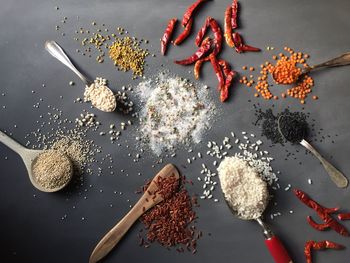 High angle view of food on table