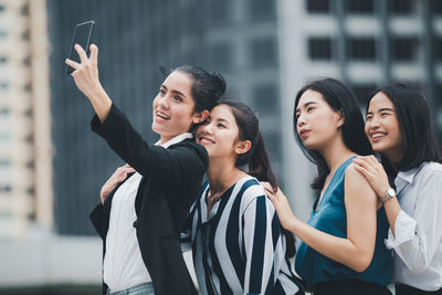 Group of people looking at camera