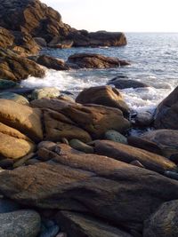 Scenic view of sea against clear sky