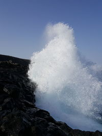 Low angle view of water against clear sky