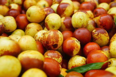 Full frame shot of apples at market stall