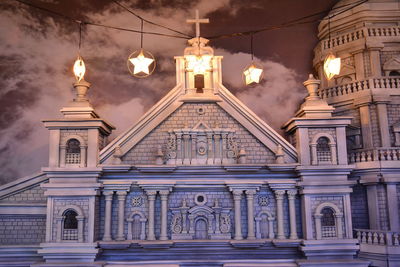 Low angle view of illuminated building