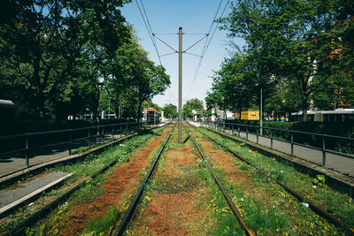 Railroad tracks on railroad track
