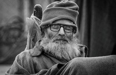 Portrait of man wearing mask