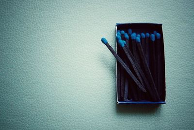 High angle view of pencil on table