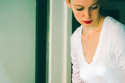 Close-up portrait of young woman