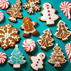 High angle view of christmas cookies