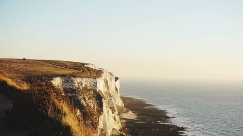 Scenic view of sea against clear sky