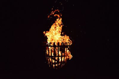 View of fire in dark room