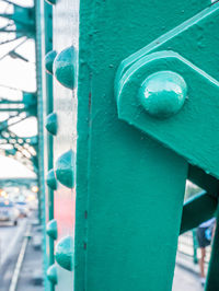 Close-up of metal pole against wall