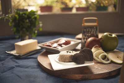 Close-up of dessert on table