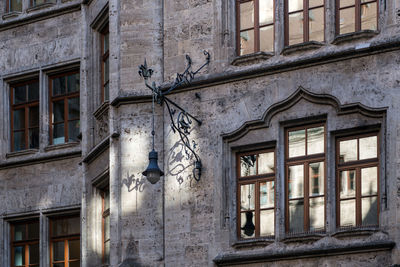 Low angle view of window of old building