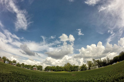 Panoramic view of field against sky