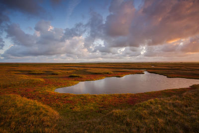 Scenic view of lake against sky