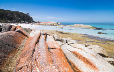Rock formations at the bay of fires in tasmania
