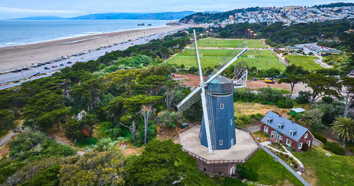 High angle view of beach