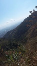 Scenic view of mountains against clear sky