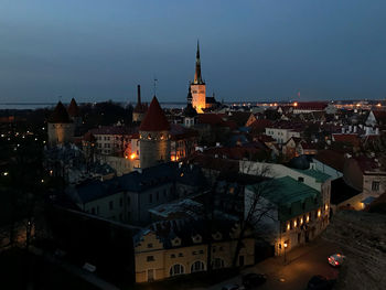 High angle view of buildings in old town