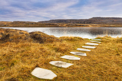 Scenic view of lake against sky