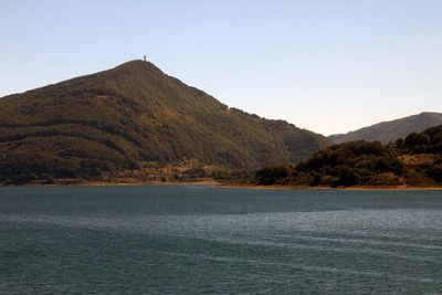 Scenic view of lake against clear sky