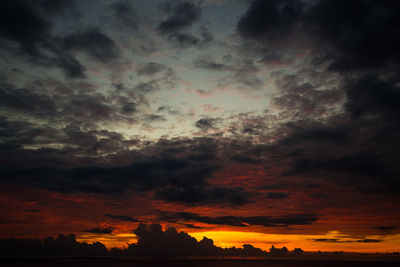 Scenic view of dramatic sky during sunset