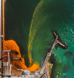 High angle view of fire in water