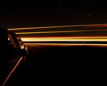 Light trails on road at night