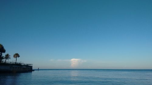 Scenic view of sea against blue sky