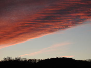 Scenic view of silhouette trees against sky at sunset