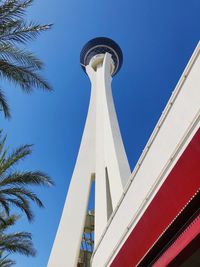 Low angle view of building against clear blue sky