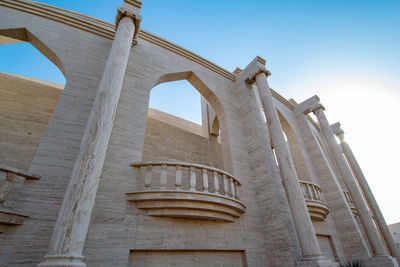 Low angle view of historical building against clear sky