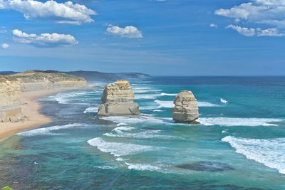 Scenic view of twelve apostles against sky